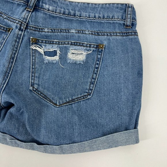 Rue21 Denim Shorts Blue Jean Distressed Cuffed - Picture 7 of 7